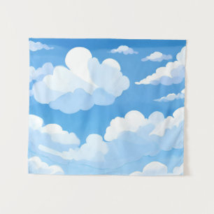 Lucht vol wolken Aquarel Blauwe Lucht Schilderij Wandkleed