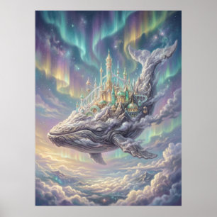 Lucht Walvis Kristal Stad Droom Poster