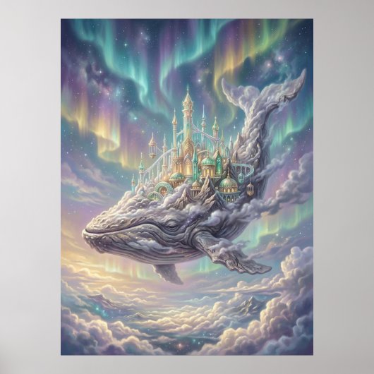 Lucht Walvis Kristal Stad Droom Poster (Voorkant)