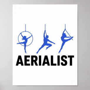 Luchtacrobaat Zijde Yoga Gymnasten Acrots Trapezew Poster