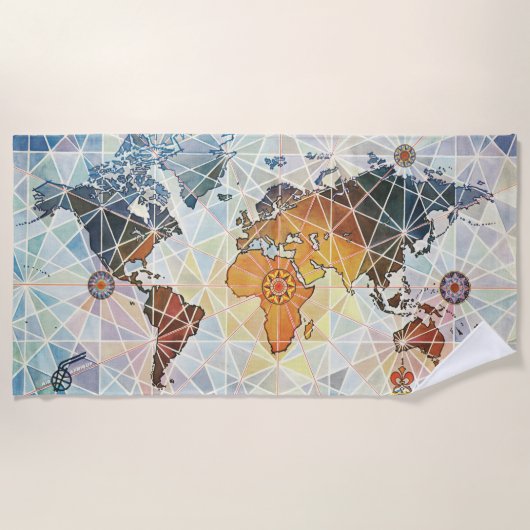 LuchtAfrikaanse kaart van de wereld Strandlaken (Voorkant)