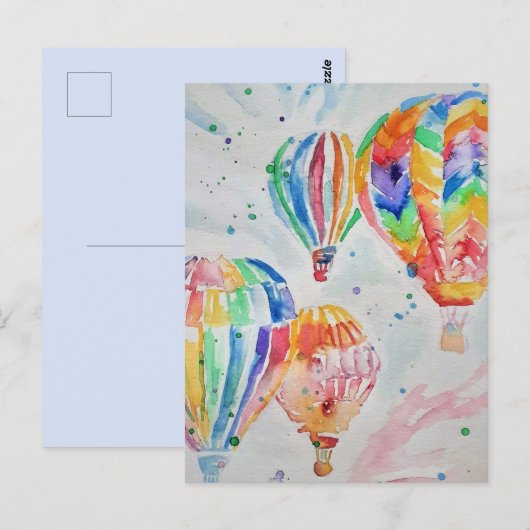 Luchtballon Aquarel Schildering Ansichtkaarten Briefkaart (Voorkant / Achterkant)