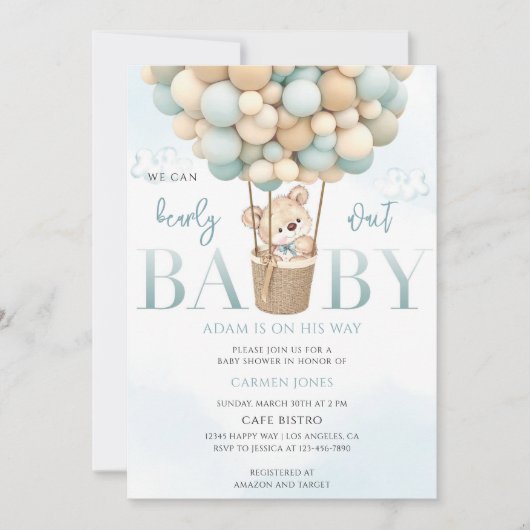 Luchtballon Baby Shower Kaart (Voorkant)