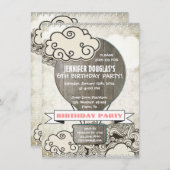 Luchtballon: Birthday Party Invitation Kaart (Voorkant / Achterkant)