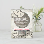 Luchtballon: Birthday Party Invitation Kaart (Staand voorkant)