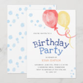 Luchtballon: Birthday Party Kaart (Voorkant / Achterkant)