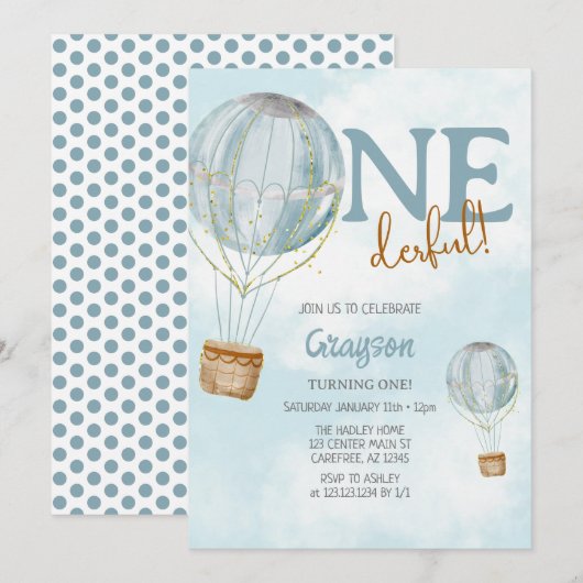 Luchtballon blauw 1 september kaart (Voorkant / Achterkant)