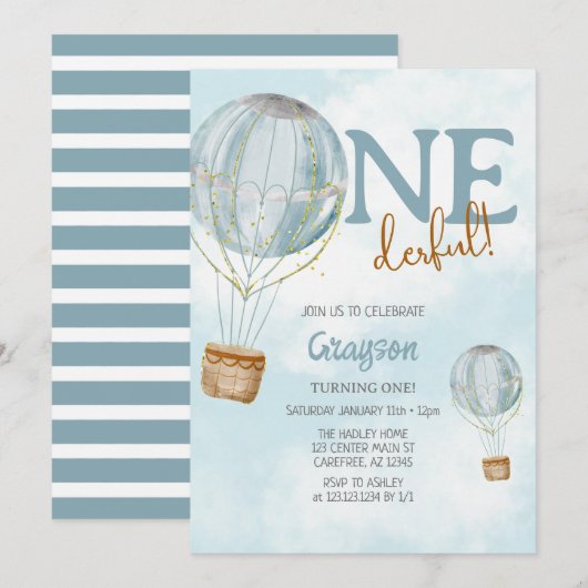 Luchtballon blauw 1 september kaart (Voorkant / Achterkant)