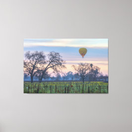 Luchtballon boven de wijngaard canvas afdruk