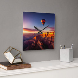 Luchtballon boven Grand Canyon Vierkante Klok