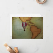 Luchtballon boven Westerne hemisfeer Notitiekaartje (Voorkant / Achterkant in situ)