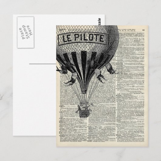  luchtballon briefkaart (Voorkant / Achterkant)