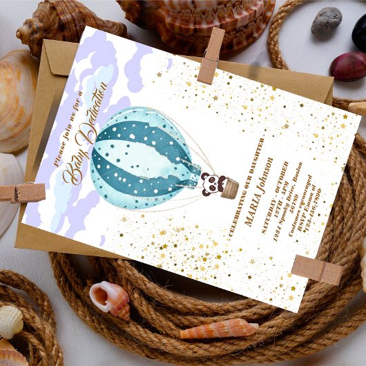 Luchtballon Cute Dieren Doop uitnodiging