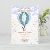 Luchtballon Cute Dieren Doop uitnodiging (Staand voorkant)