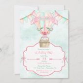 Luchtballon Eerste verjaardag Roze Mint Peach Kaart (Voorkant)