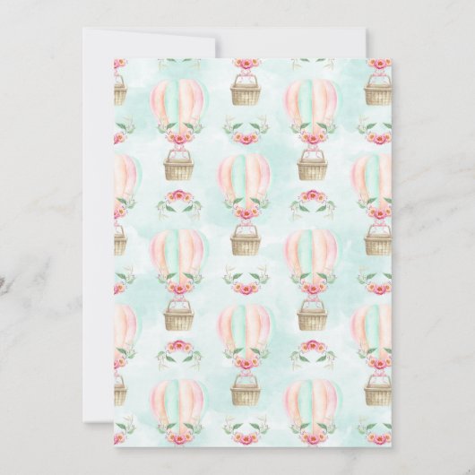 Luchtballon Eerste verjaardag Roze Mint Peach Kaart (Achterkant)