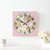  luchtballon en Cherub Vierkante Klok (Huis)