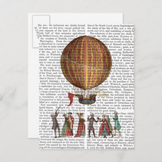 Luchtballon en mensen briefkaart (Voorkant / Achterkant)