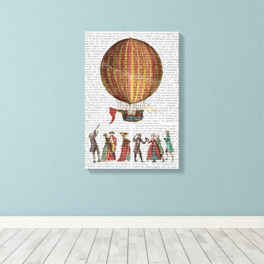 Luchtballon en mensen canvas afdruk (Insitu (Houten vloer))