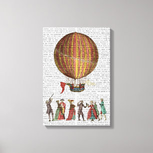 Luchtballon en mensen canvas afdruk
