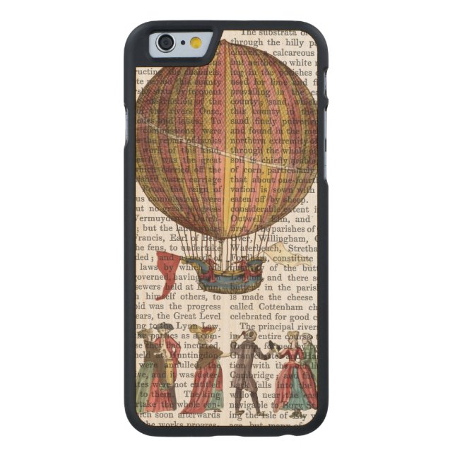Luchtballon en mensen carved wood iPhone hoesje (Achterkant)