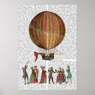 Luchtballon en mensen poster