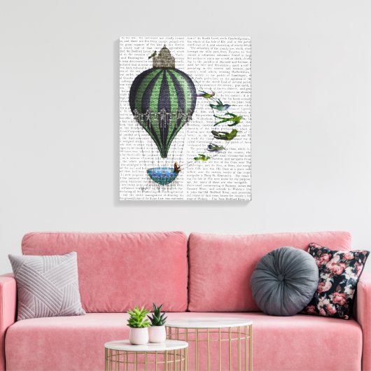 Luchtballon en -vogels canvas afdruk (Insitu (Woonkamer))