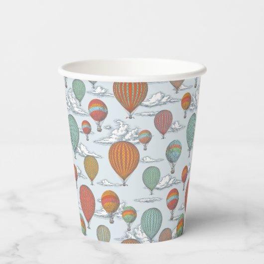  luchtballon en wolkenpatroon papieren bekers (Achterkant)