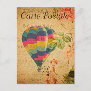  luchtballon Floral Flowers French Briefkaart