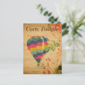 luchtballon Floral Flowers French Briefkaart (Staand voorkant)