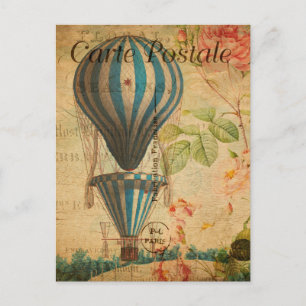 luchtballon Floral Flowers French Briefkaart