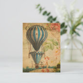 luchtballon Floral Flowers French Briefkaart (Staand voorkant)