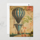luchtballon Floral Flowers French Briefkaart (Voorkant / Achterkant)