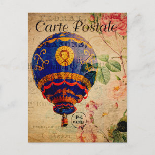 luchtballon Floral Flowers French Briefkaart