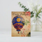  luchtballon Floral Flowers French Briefkaart (Staand voorkant)