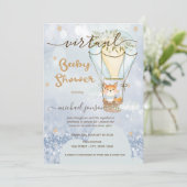 Luchtballon Fox Stars Bokeh Virtual Baby shower Kaart (Staand voorkant)