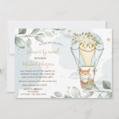 Luchtballon, fox, wolken, sars, Baby shower per po Kaart (Voorkant)