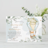 Luchtballon, fox, wolken, sars, Baby shower per po Kaart (Staand voorkant)