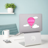 Luchtballon, Fuchsia Pink Sticker (Laptop op bureau)