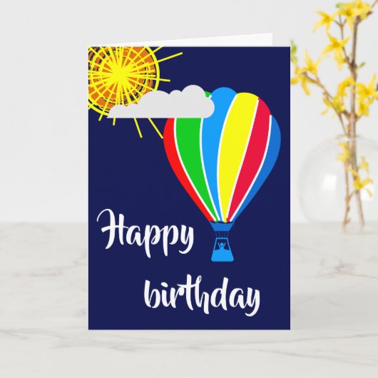 Luchtballon - Happy Birthday Kaart (Gele Bloem)