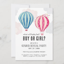 Luchtballon Himmelsblauw & Roze Jongen of Meisje G Kaart