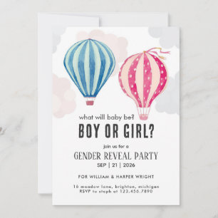 Luchtballon Himmelsblauw & Roze Jongen of Meisje G Kaart
