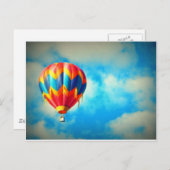 Luchtballon in de blauwe lucht briefkaart (Voorkant / Achterkant)