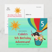  luchtballon, kinderen, Birthday Briefkaart (Voorkant / Achterkant)