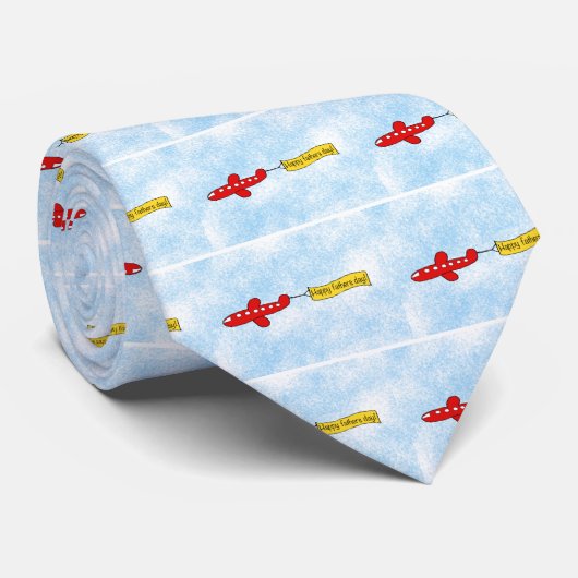 Luchtballon met tekst 'Fijne Vaderdag' Cartoon Stropdas (Opgerold)