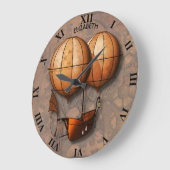 luchtballon met terugdraaiing van steampunk met s grote klok (Hoek)