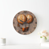 luchtballon met terugdraaiing van steampunk met s grote klok (Huis)