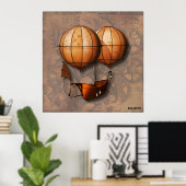  luchtballon met terugdraaiing van steampunk met s poster (Thuiskantoor)