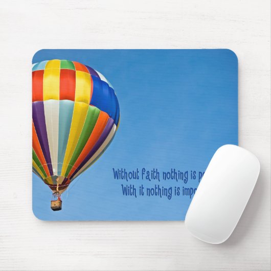 luchtballon met warme lucht, geloofsopgave muismat (Met muis)