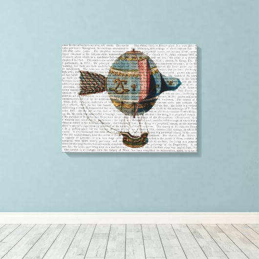 Luchtballon met warme lucht, voorzien van een stoo canvas afdruk (Insitu (Houten vloer))